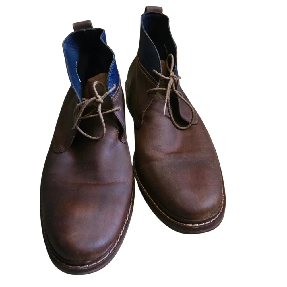 Cole Haan Shoes Men's 10 M Colton Chukka Brown Leather Blue Boots C11771